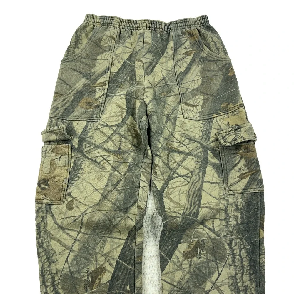 Vintage Jerzees Camo Sweatpants Men‎ Medium Cargo Jogger 90s Y2K USA Hardwoods